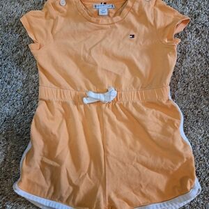 Tommy Hilfiger Sporty Orange Romper with White Accents 18 Months Cotton